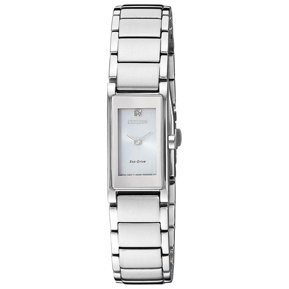 Citizen Women's Rectangle Silver-Tone Watch